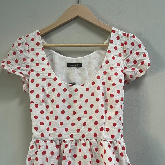 NEW Chaudry‎ Anthropologie Dress Lined Polka Dot Tie Back Cap Sleeve Small - Picture 4 of 6